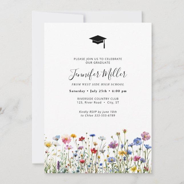 Colourful blooms Graduation Party Photo  Holiday Card (Front)