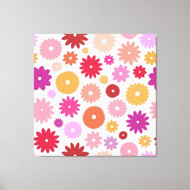 Colourful Blooms Large Pattern Canvas Print (Front)