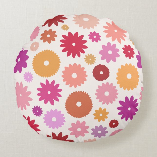 Colourful Blooms Large Pattern Round Cushion (Front)