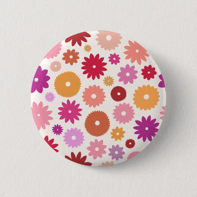 Colourful Blooms Pattern 6 Cm Round Badge (Front)