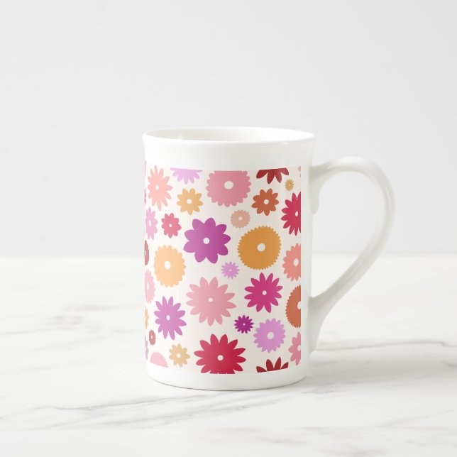 Colourful Blooms Pattern Bone China Mug (Right)