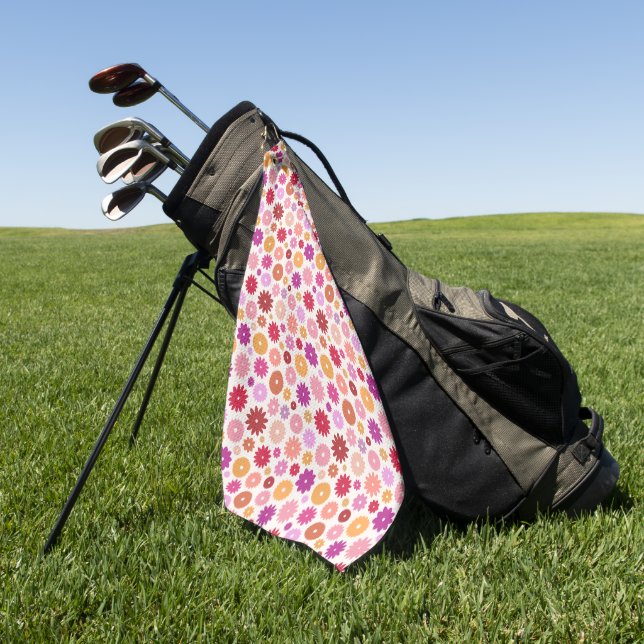 Colourful Blooms Pattern Golf Towel (Green)