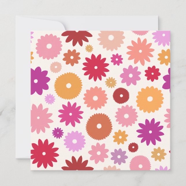 Colourful Blooms Pattern Invitation (Front)