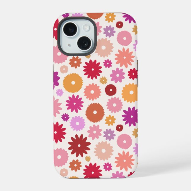 Colourful Blooms Pattern iPhone 15 Case (Back)