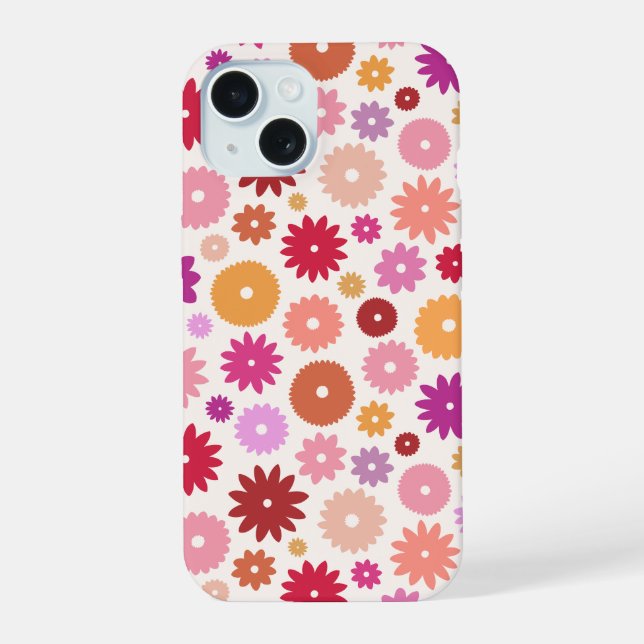 Colourful Blooms Pattern iPhone 15 Case (Back)