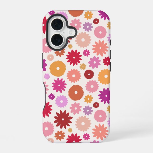 Colourful Blooms Pattern iPhone 16 Case (Back)