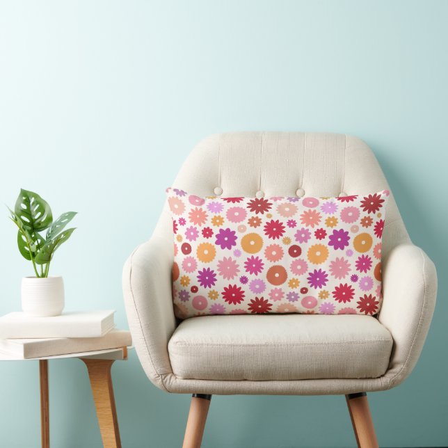 Colourful Blooms Pattern Lumbar Cushion (Chair)