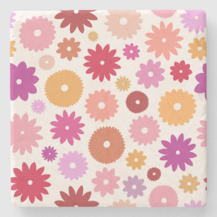 Colourful Blooms Pattern Stone Coaster