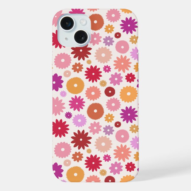 Colourful Blooms Repeat Pattern iPhone Case (Back)