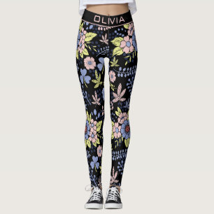 Colourful blossom floral seamless pattern with nam leggings