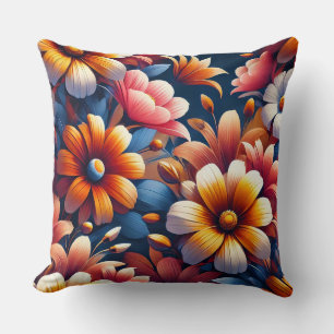 Colourful Blossoms and Lush Petals Cushion