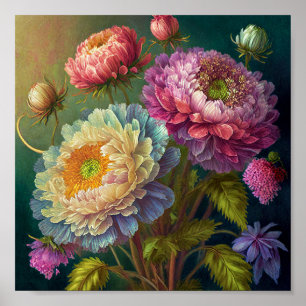 Colourful blossoms art poster