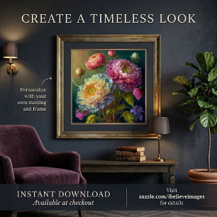 Colourful blossoms art poster