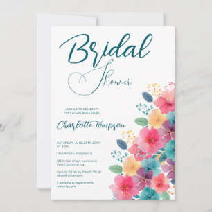 Colourful Blossoms Bridal Bash Invitation
