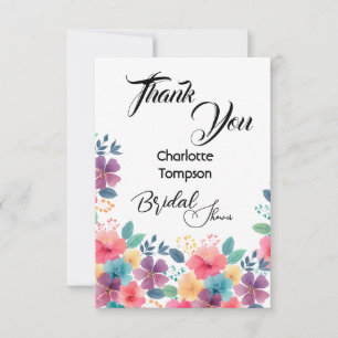 Colourful Blossoms Bridal Bash Thank You Card