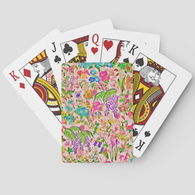 Colourful Blossoms Flower Garden Playing Cards (Back)