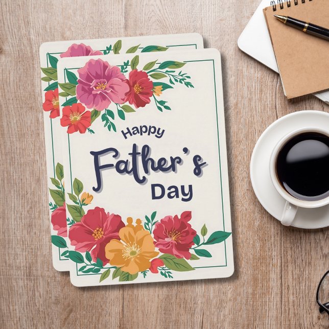  Colourful Blossoms Happy Father's Day Card ( Colorful Blossoms Happy Father's Day Card)