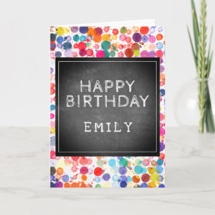 Colourful Blots Chalkboard Kids Happy Birthday Car Invitation
