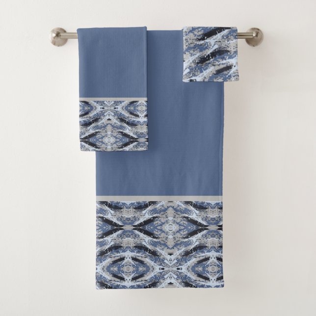 Colourful Blue Abstract Bath Towel Set (Insitu)