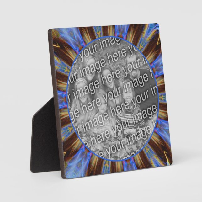 Colourful Blue Abstract Create Your Own Photo Plaque (Front)