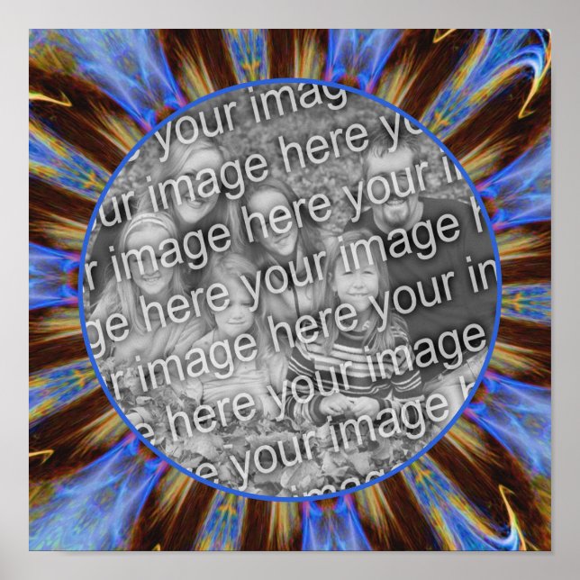 Colourful Blue Abstract Frame Create Your Own Phot Poster (Front)