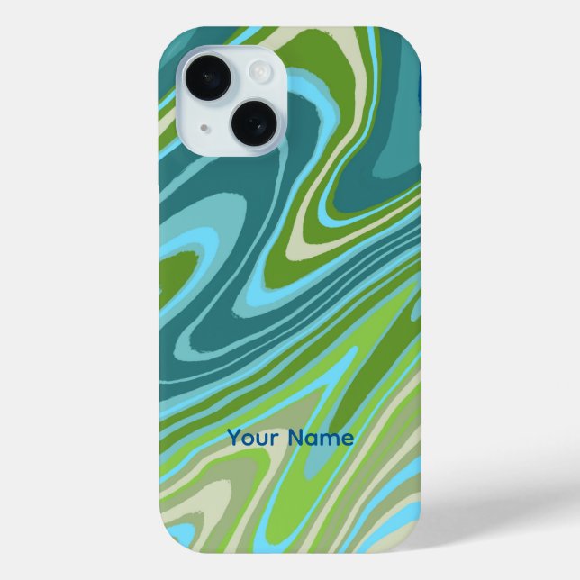 Colourful blue and green abstract phone case (Back)