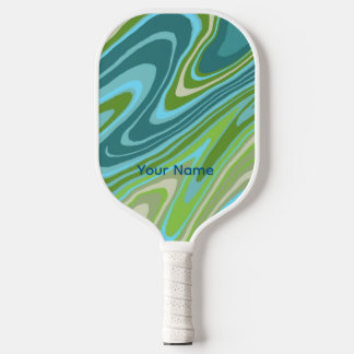 Colourful blue and green abstract pickleball paddl paddle