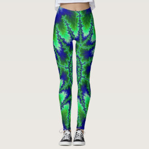 Colourful Blue and Green Fractal Leggings