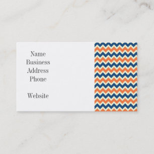 Colourful Blue and Orange Chevron Stripes Zig Zags Business Card