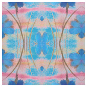 Colourful Blue and Pink Floral Print Fabric