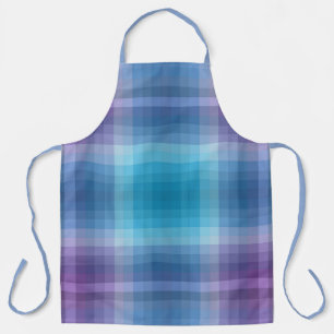 Colourful Blue And Purple Fashion Chequered Stripe Apron