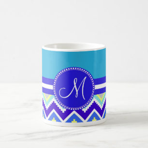 Colourful Blue Aztec Andes Chevron Zig Zags Coffee Mug