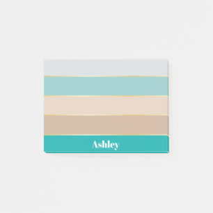 Colourful Blue Beige Personalised Colour Stripes Post-it Notes
