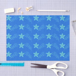Colourful Blue Botanical Floral Decoupage Project Tissue Paper