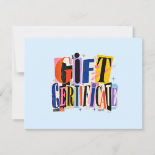 Colourful Blue Business Gift Certificate