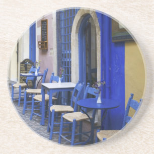 Colourful Blue doorway and siding to old hotel in Coaster