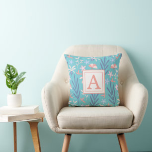 Colourful Blue Floral Baby Boy Nursery Cushion