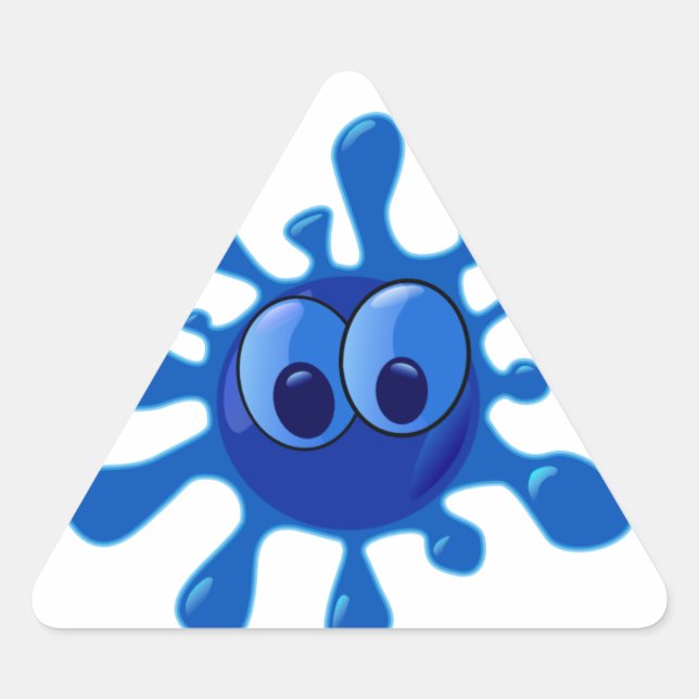 Colourful Blue Funny Splat Pattern Triangle Sticker (Front)