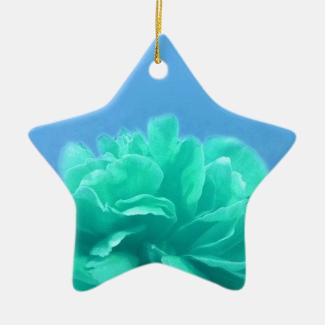 Colourful Blue Green Floral Ceramic Tree Decoration (Front)