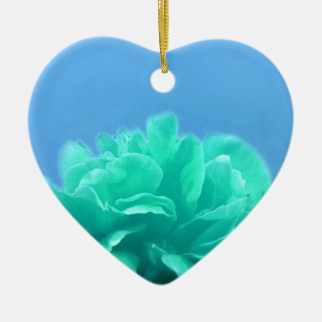 Colourful Blue Green Floral Ceramic Tree Decoration (Front)