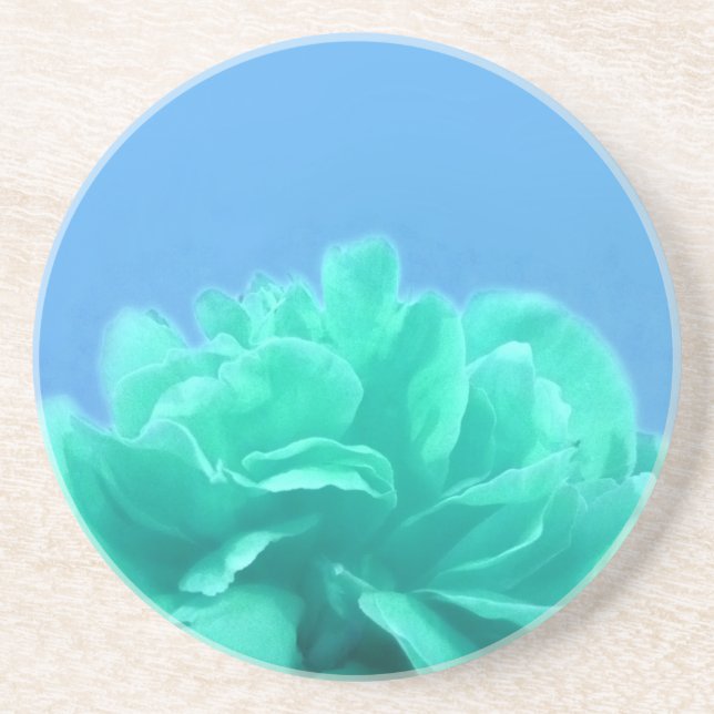 Colourful Blue Green Floral Coaster (Front)