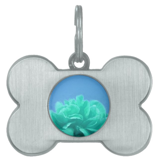 Colourful Blue Green Floral Pet Tag (Front)