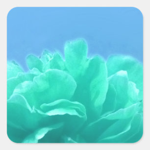 Colourful Blue Green Floral Square Sticker