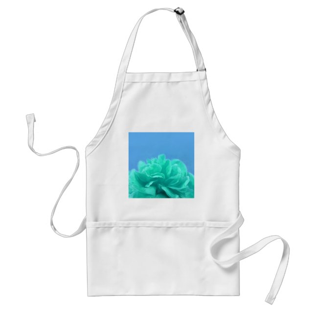Colourful Blue Green Floral Standard Apron (Front)