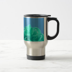 Colourful Blue Green Floral Travel Mug