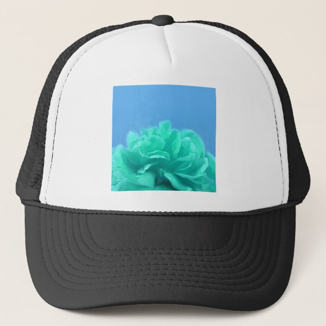 Colourful Blue Green Floral Trucker Hat (Front)