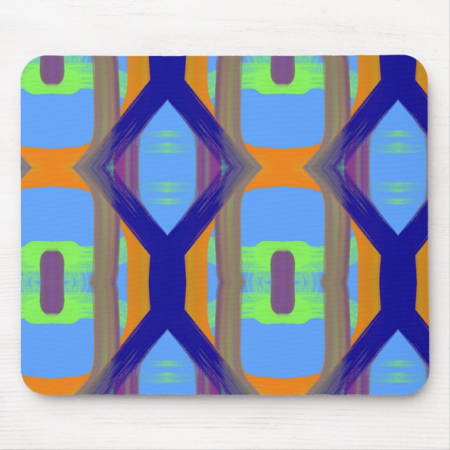 Colourful Blue Green Orange Customised Art Pattern Mouse Pad (Front)