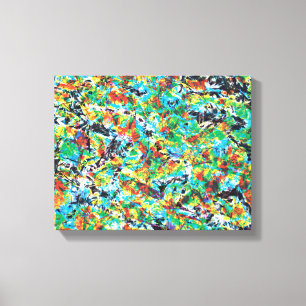 Colourful blue green spring flower pattern art canvas print