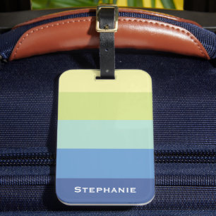 Colourful Blue Green Yellow Abstract Stripes Name Luggage Tag