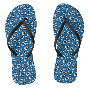 Colourful blue leopard animal print jandals